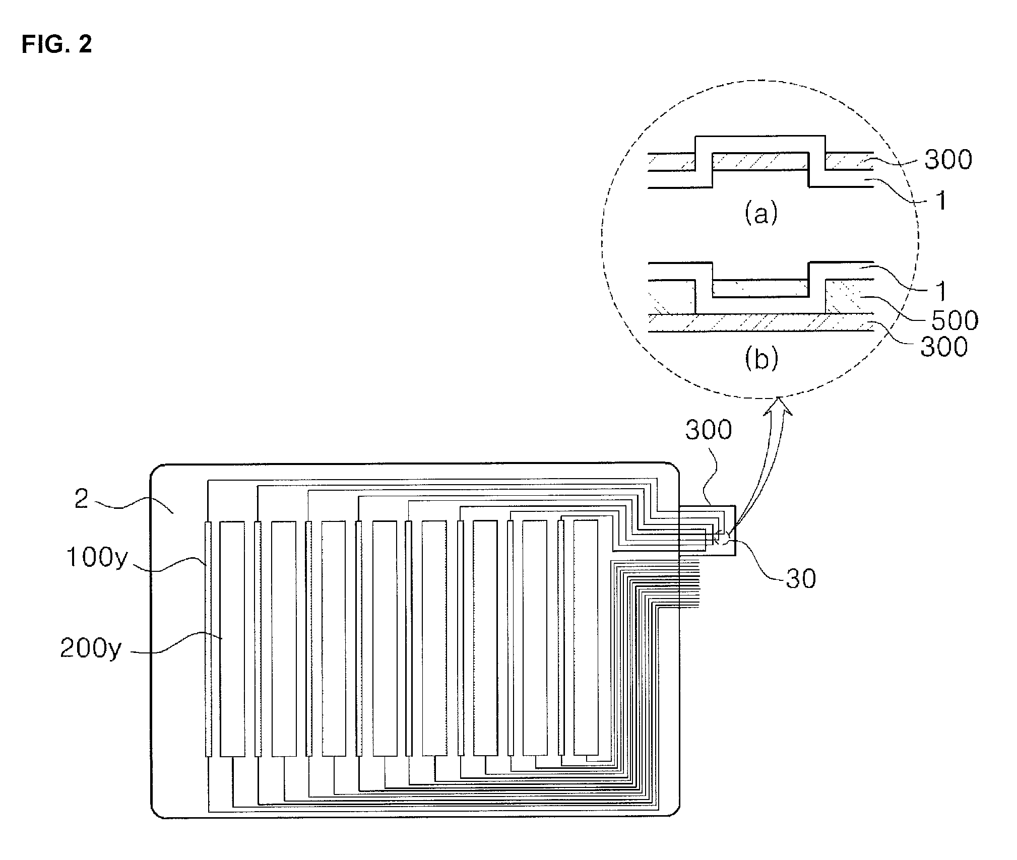 Touch panel having intersection structures for sensing patterns