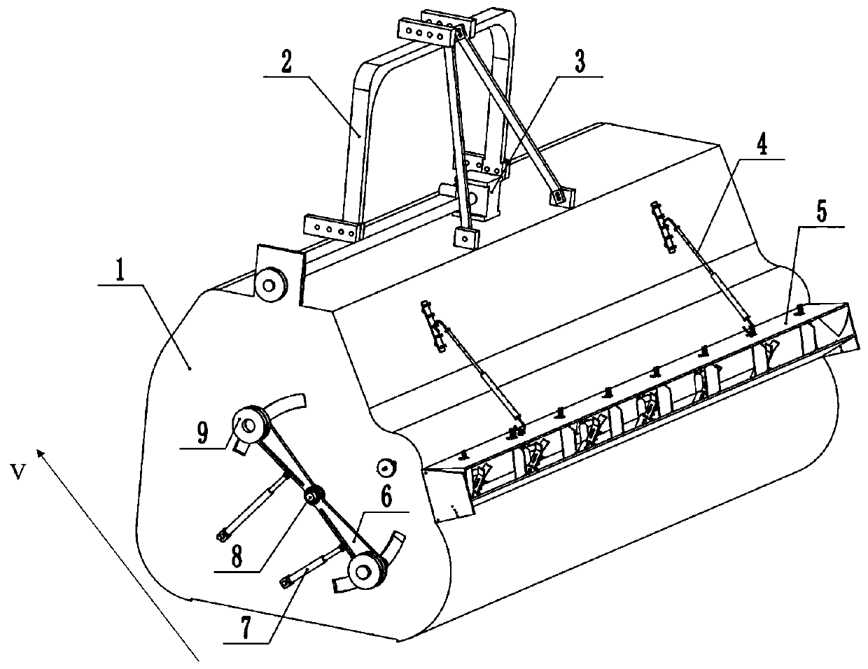 Multistage straw fine crushing and dispersing field returning device