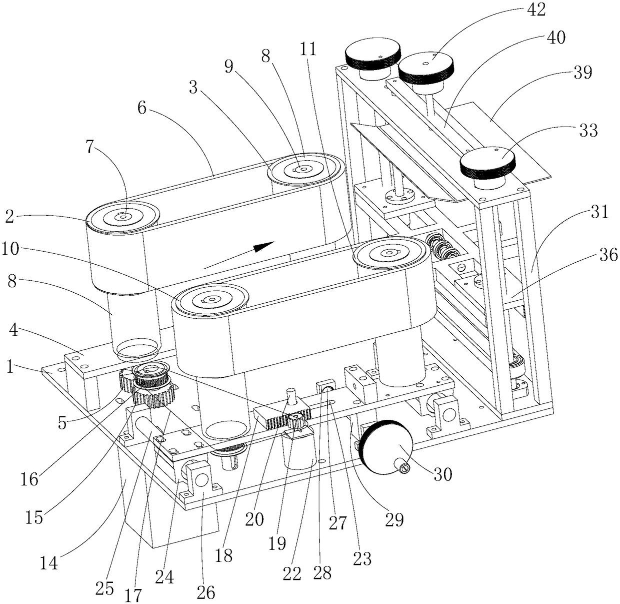 Conveying positioning device used for conveying flexible strip-shaped objects