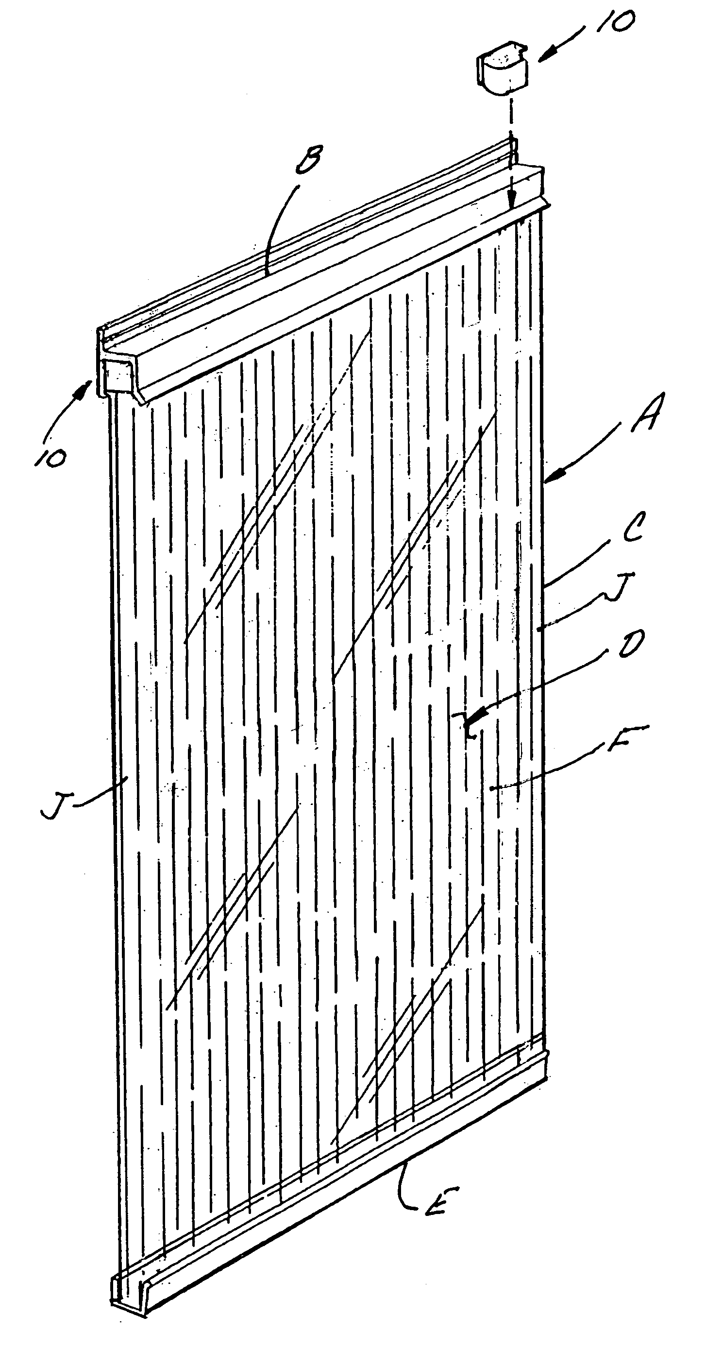 End cap for a corrugated hurricane shutter within an H-header