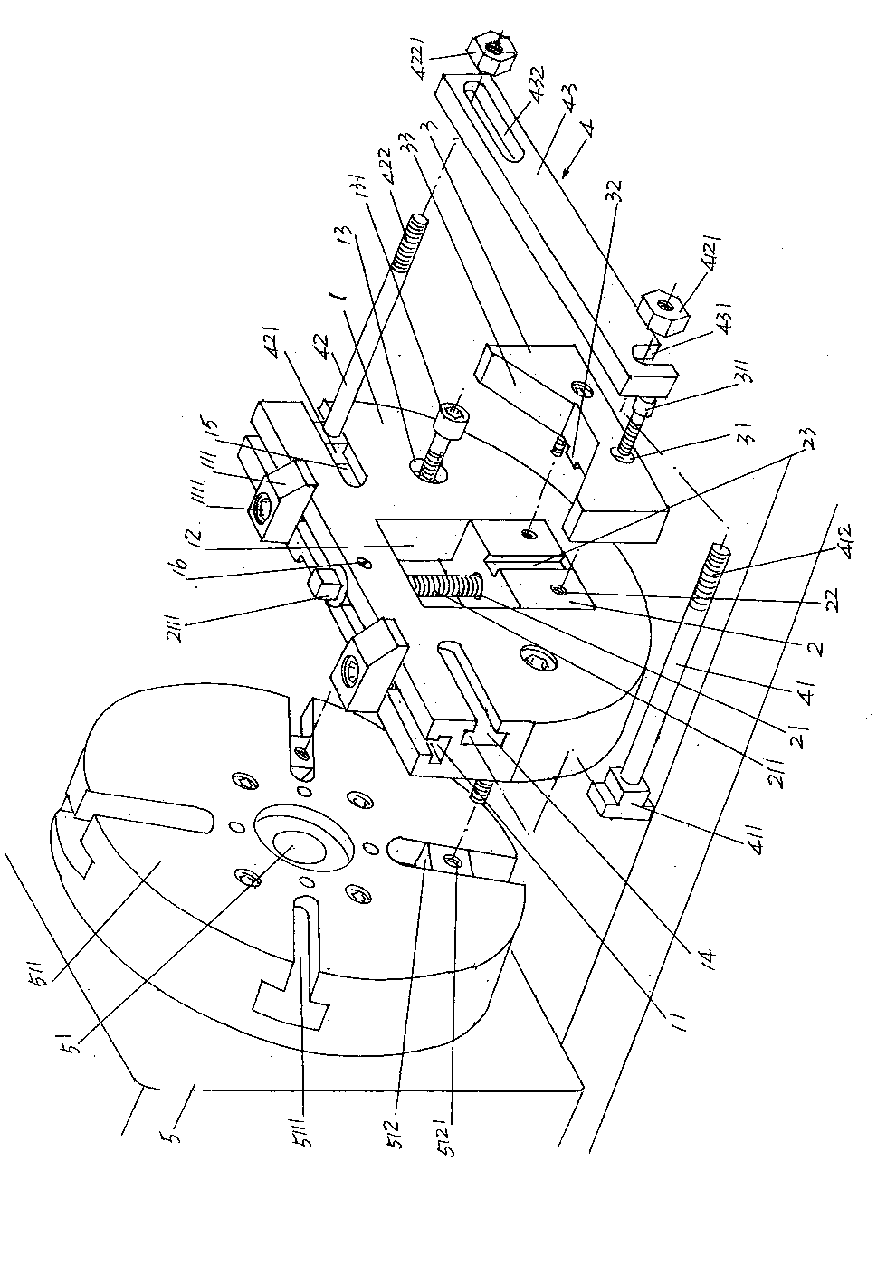 Fixture structure for glass mould machining