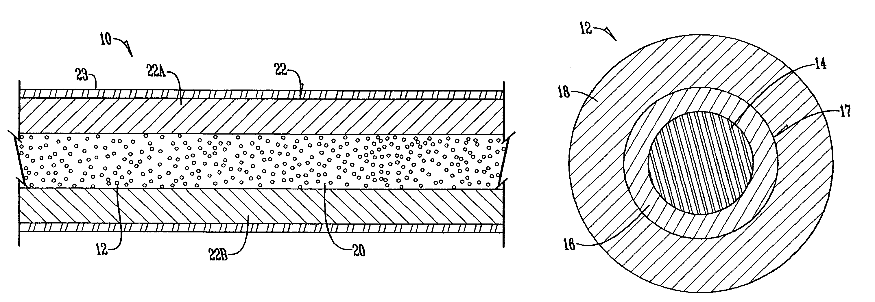 Layered nuclear-cored battery