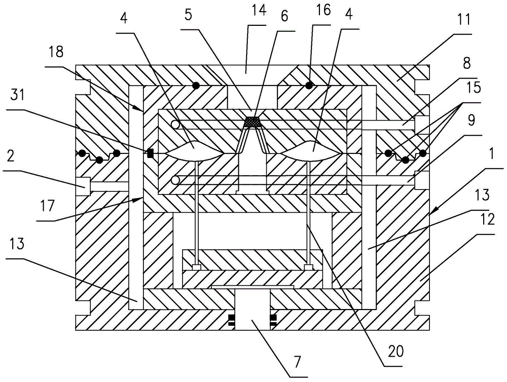 Full sealing thermal type vacuum die-casting die assembly