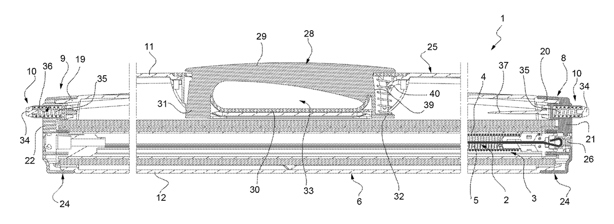 Holder of a tonneau cover or separation device for a luggage space of a vehicle