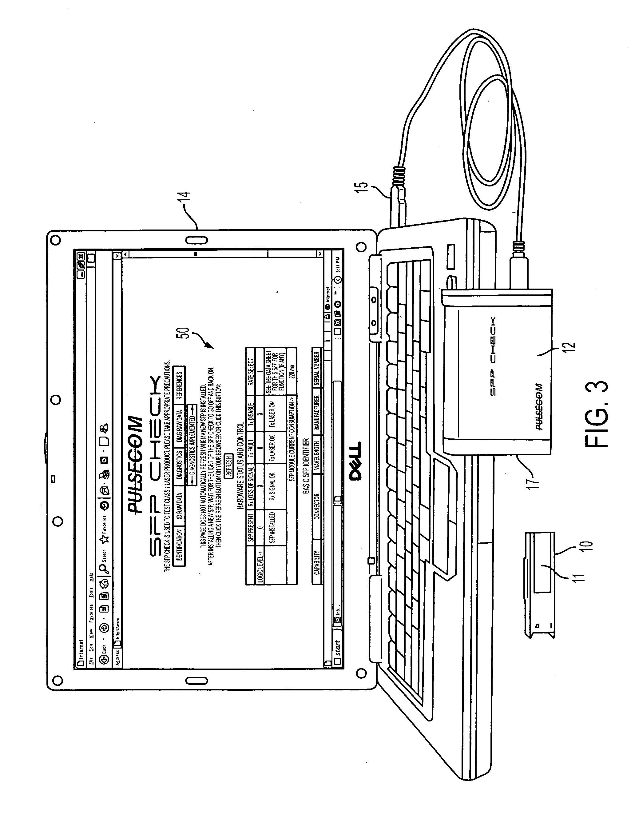 Small form factor pluggable (SFP) checking device for reading from and determining type of inserted sfp transceiver module or other optical device