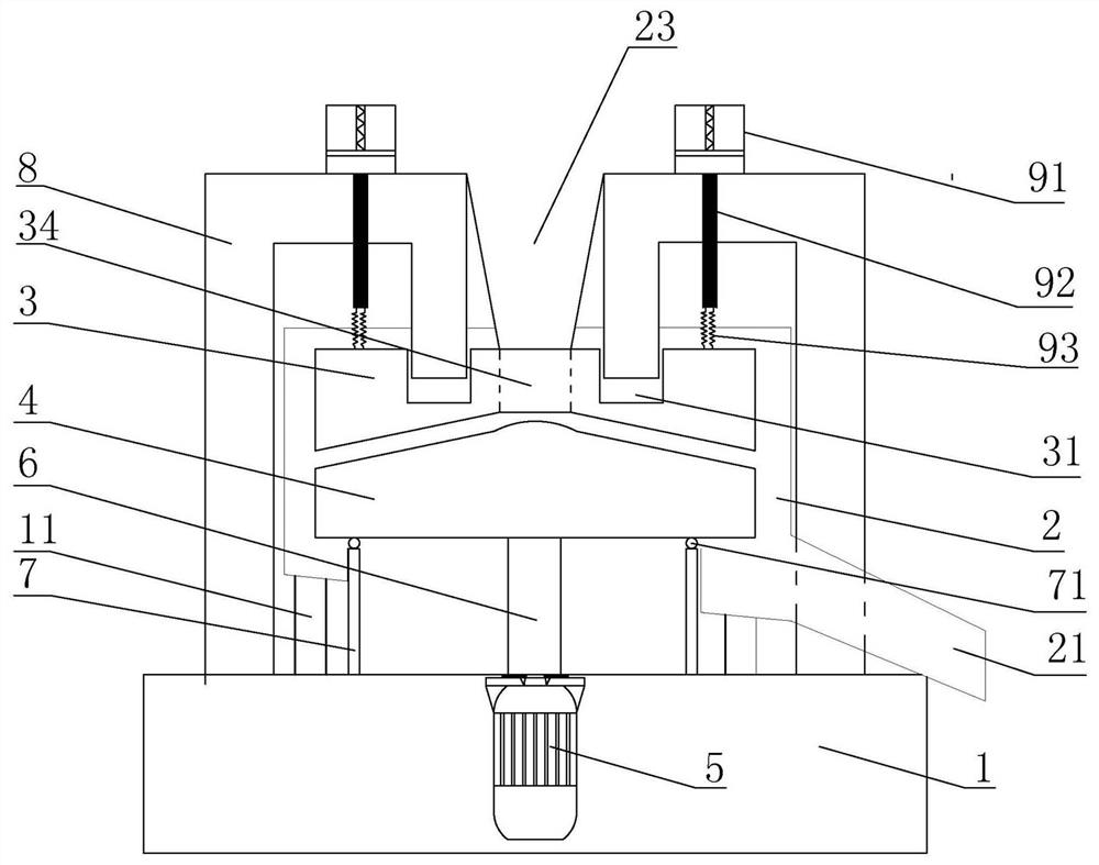 A cone-disk type waste concrete recycled coarse aggregate mortar stripping device