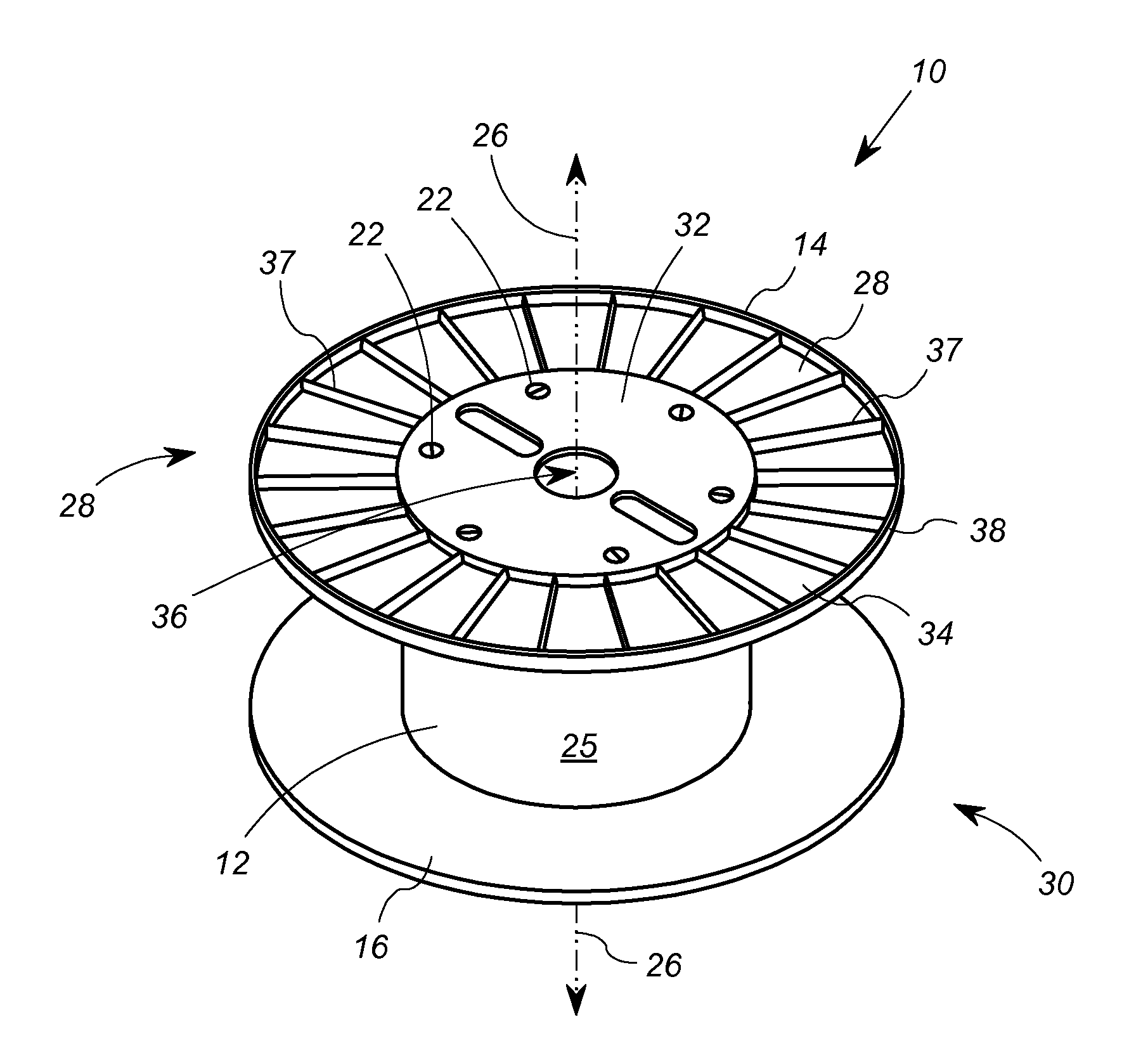 Reel apparatus having a core plug for facilitating assembly