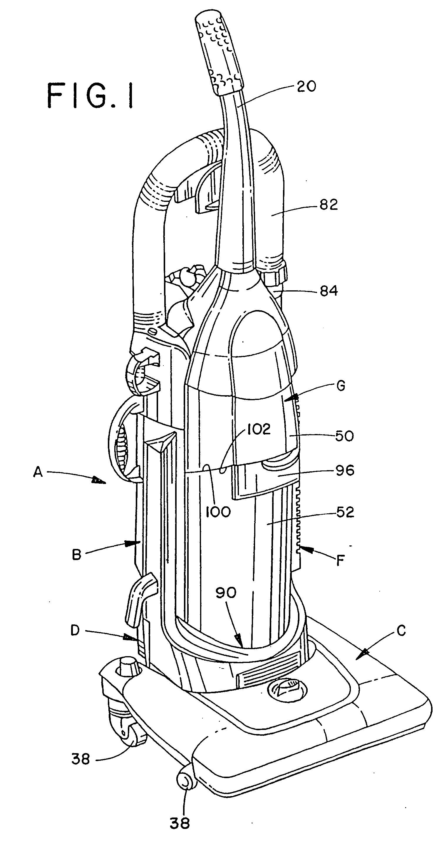 Upright vacuum cleaner with cyclonic airflow