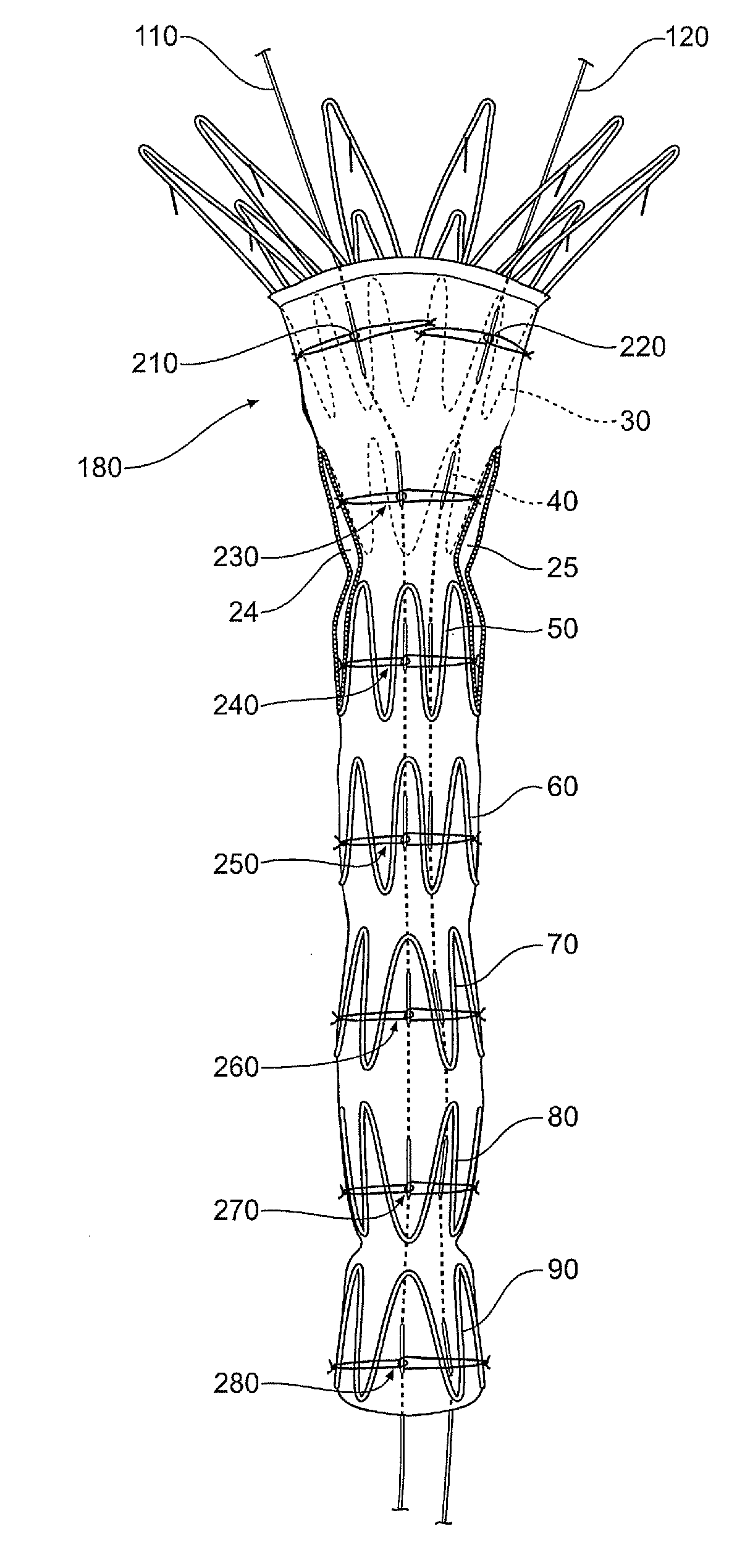 Assembly of stent grafts with diameter reducing ties