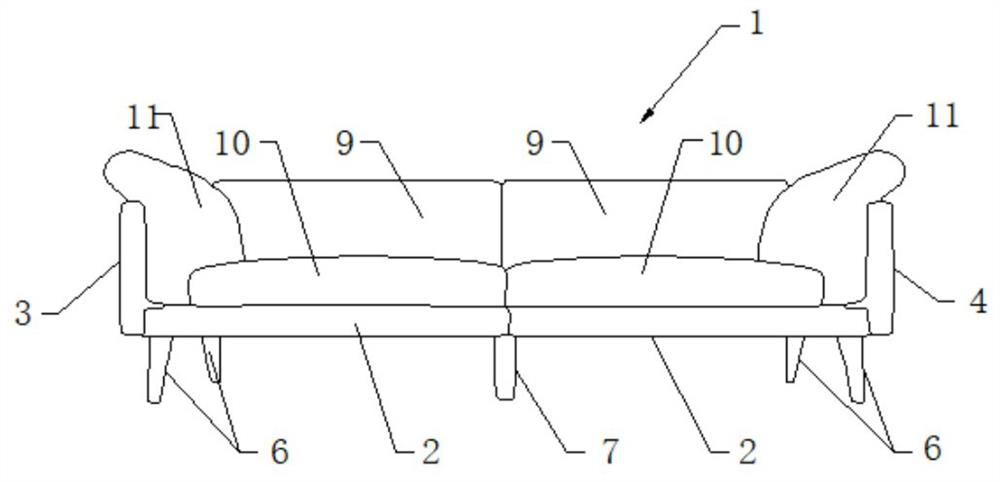 Combined sofa convenient to transport and capable of being freely disassembled and assembled