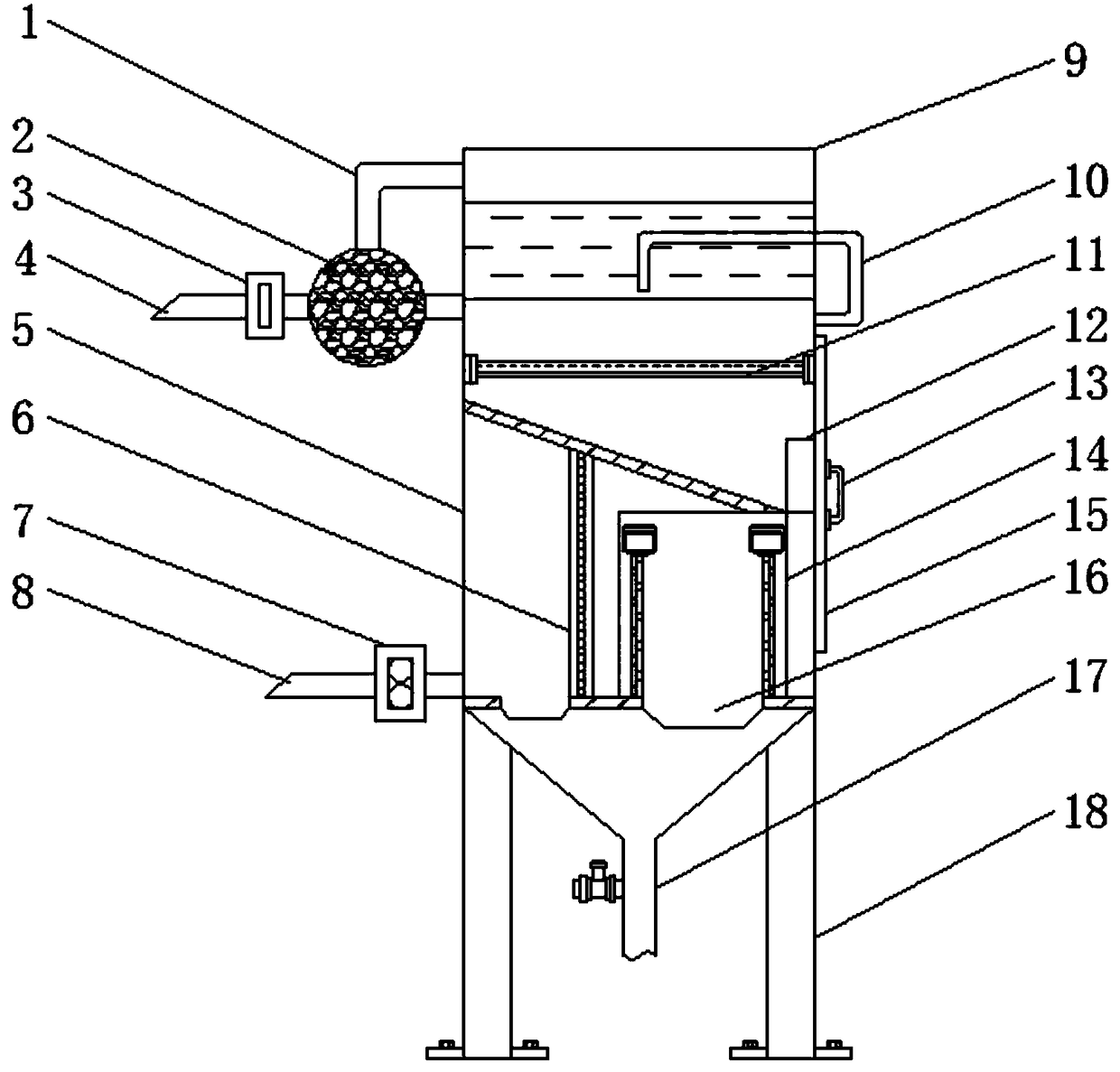 A warehouse top dust collector for powder workshop based on the principle of multiple continuous filtration