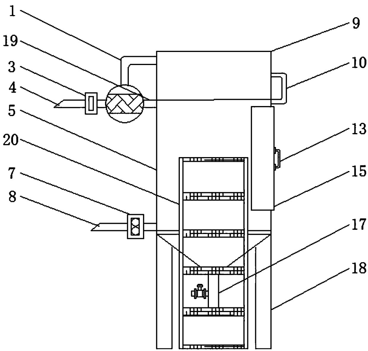 A warehouse top dust collector for powder workshop based on the principle of multiple continuous filtration