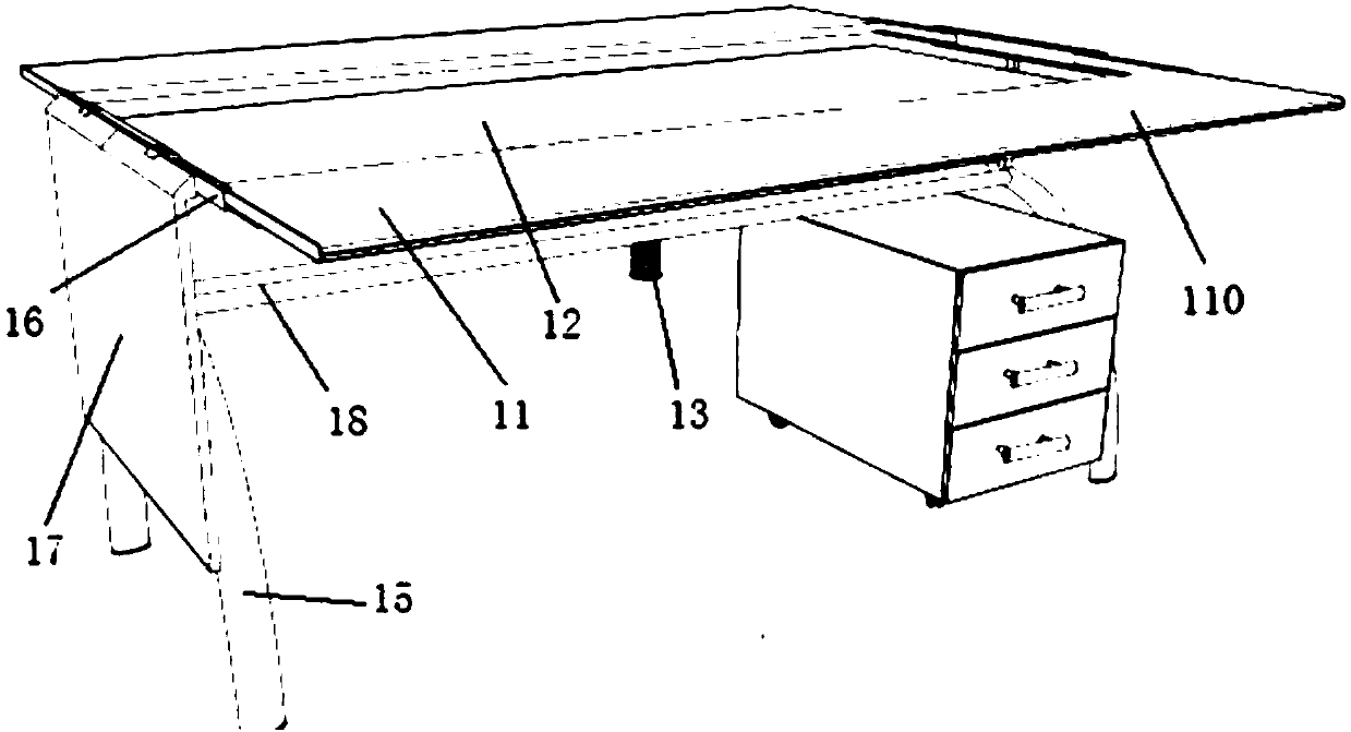 Office table with hidden storage rack