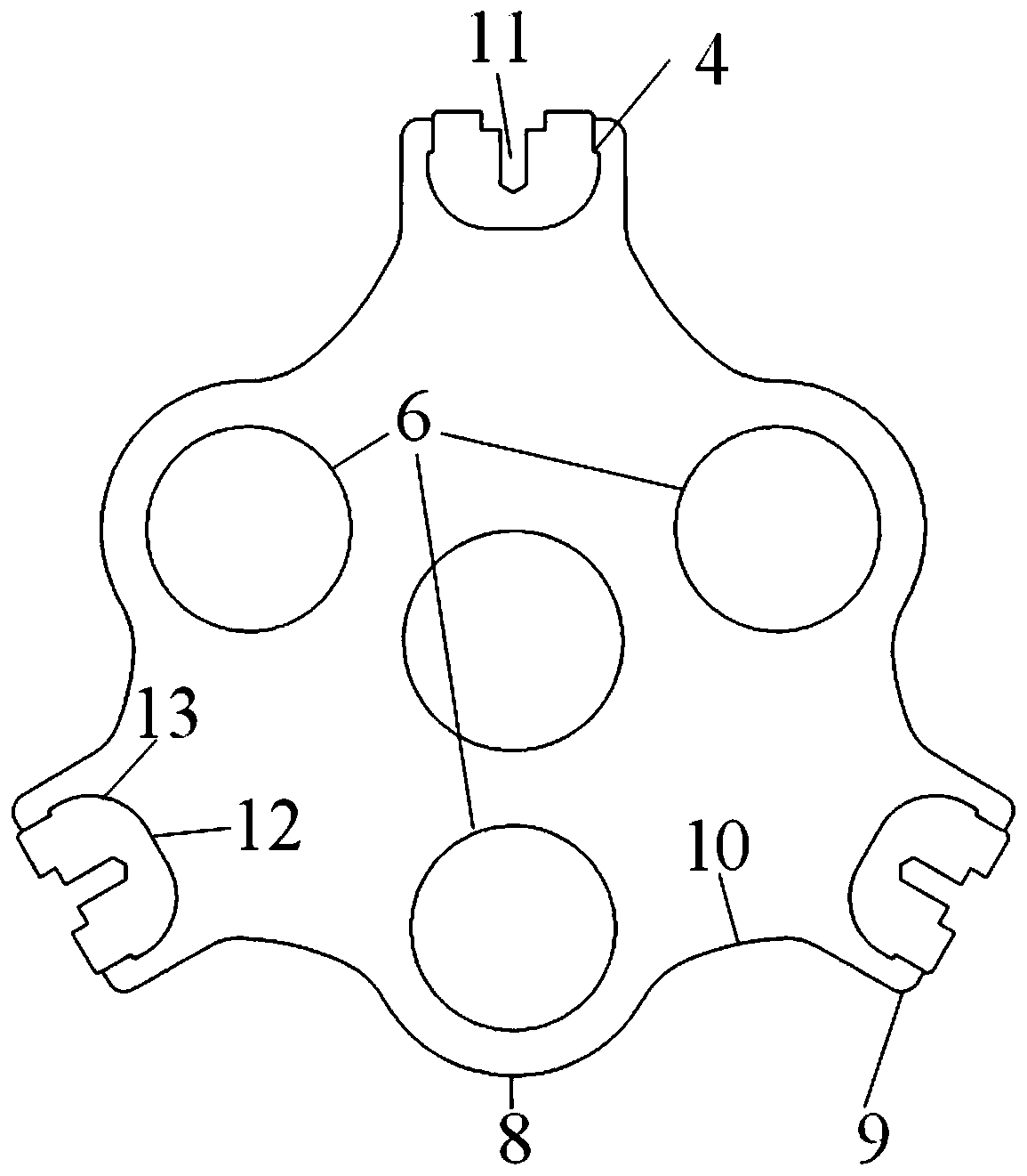 Three-phase three-post insulator for three-phase common box type compact GIS/GIL