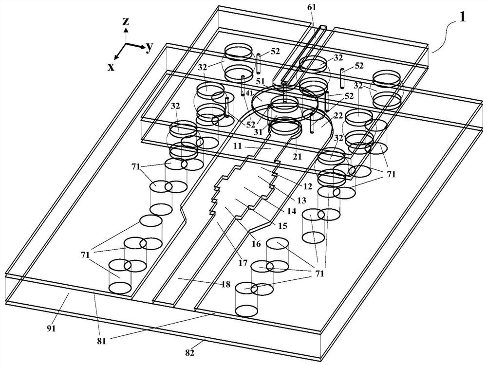 Ball grid array millimeter wave broadband matching structure in wafer level packaging and design method