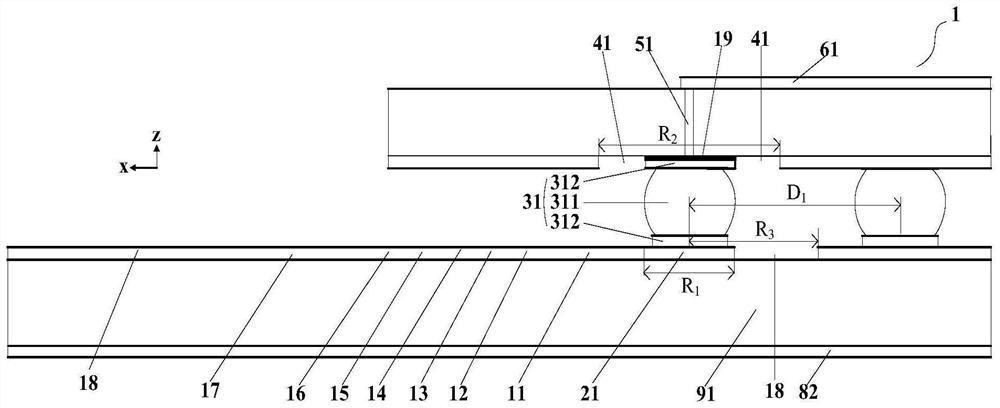 Ball grid array millimeter wave broadband matching structure in wafer level packaging and design method