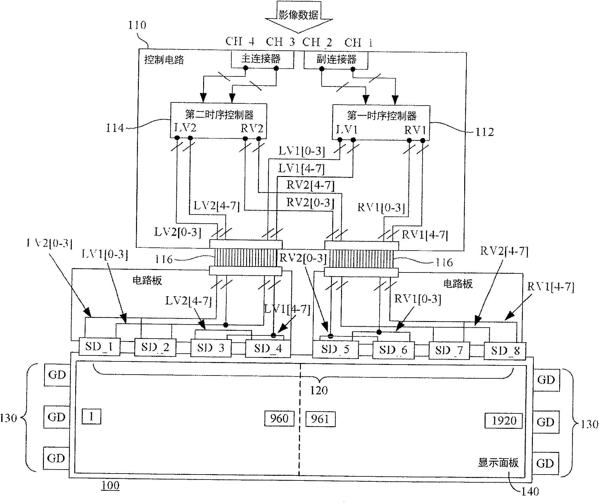 Display apparatus and method for conveying image data in it