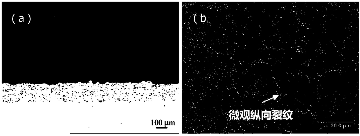 Thermal barrier coating provided with prefabricated microcosmic longitudinal crack structure and preparing method of thermal barrier coating