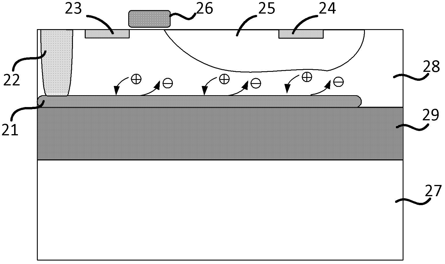 High-reliability silicon on insulator (SOI) laterally diffused metal oxide semiconductor (LDMOS) power element