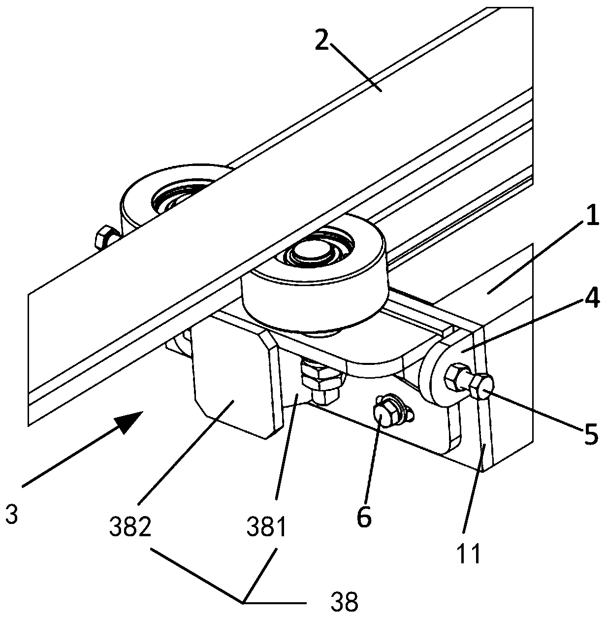 Stacker sky rail guide device capable of being adjusted in multiple directions