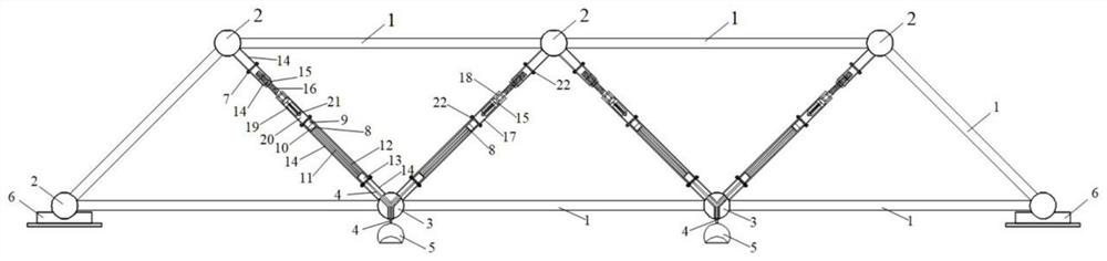 Self-adaptive frequency modulation and inertia force gain vibration reduction space structure system