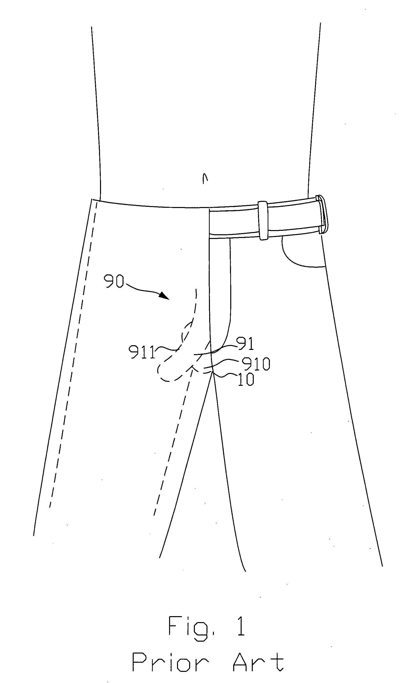 Positioning structure for the male reproductive organ