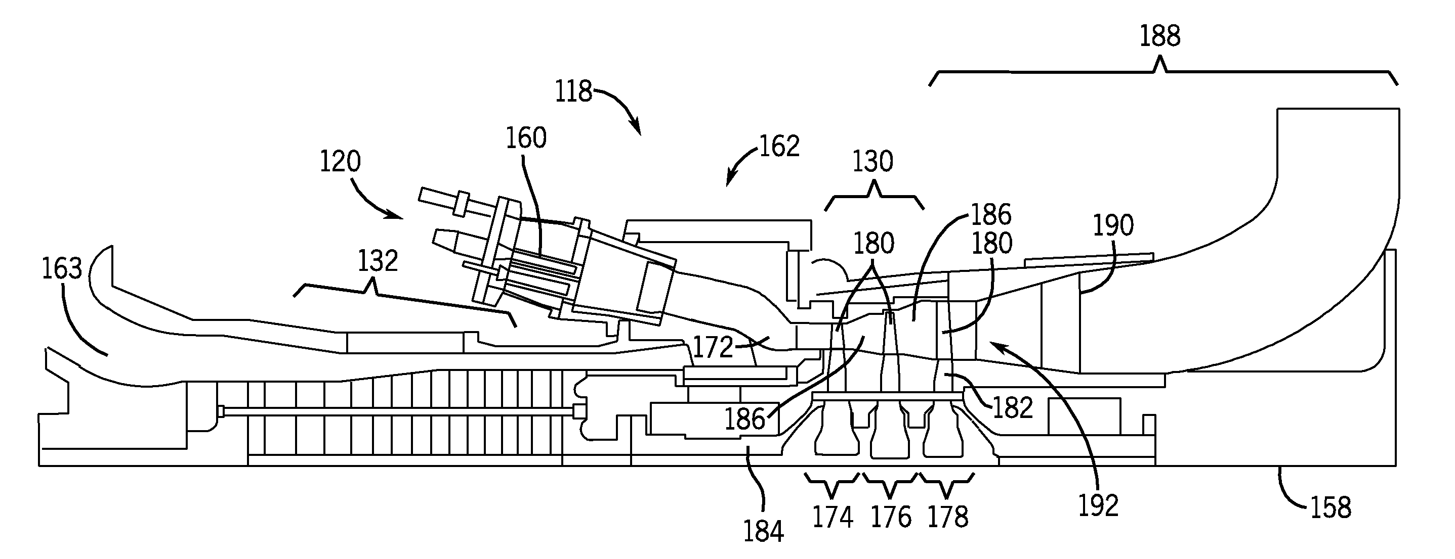 Contoured axial-radial exhaust diffuser