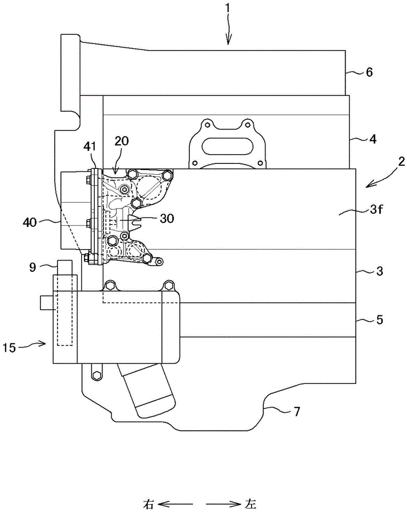 Water pump mounting structure in internal combustion engine