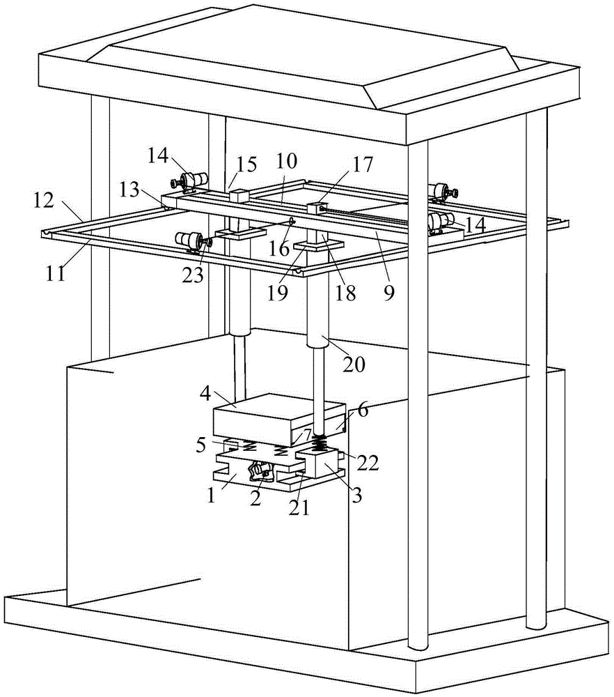 Automatic material spreading device for similar material simulation test, and use method of automatic material spreading device