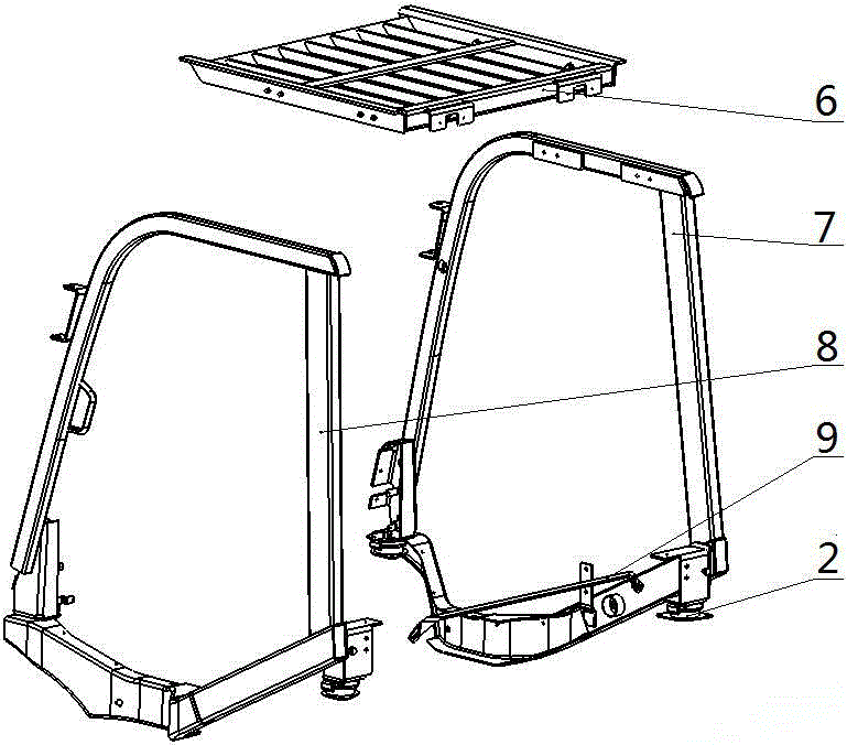 Fully suspended cockpit for forklifts