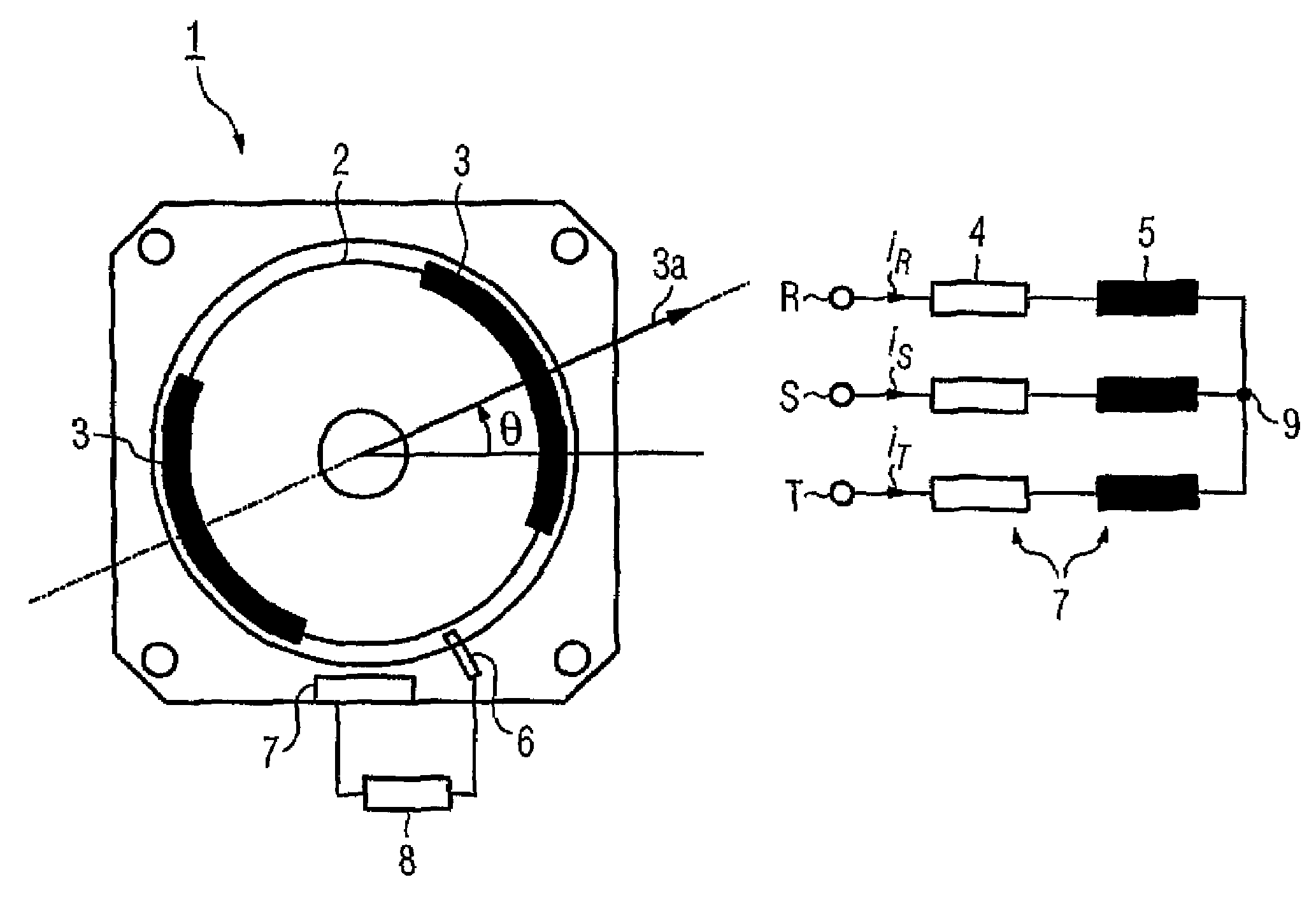 Method and apparatus for determining the rotor position of an electric motor from the electric current and the angular acceleration