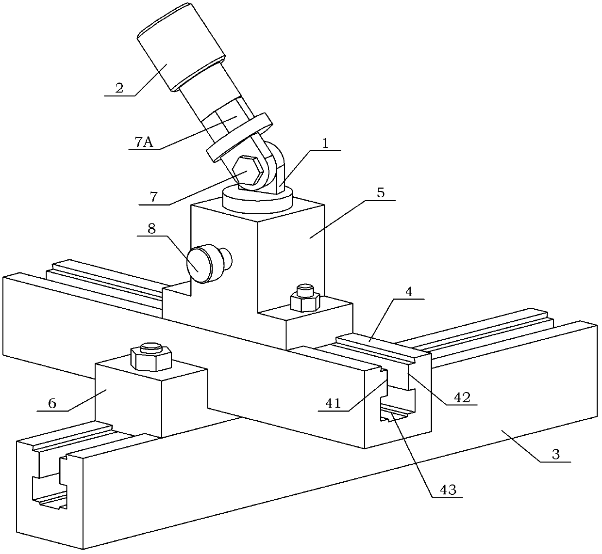 In-situ test positioning controllable mechanical loading and fixing device