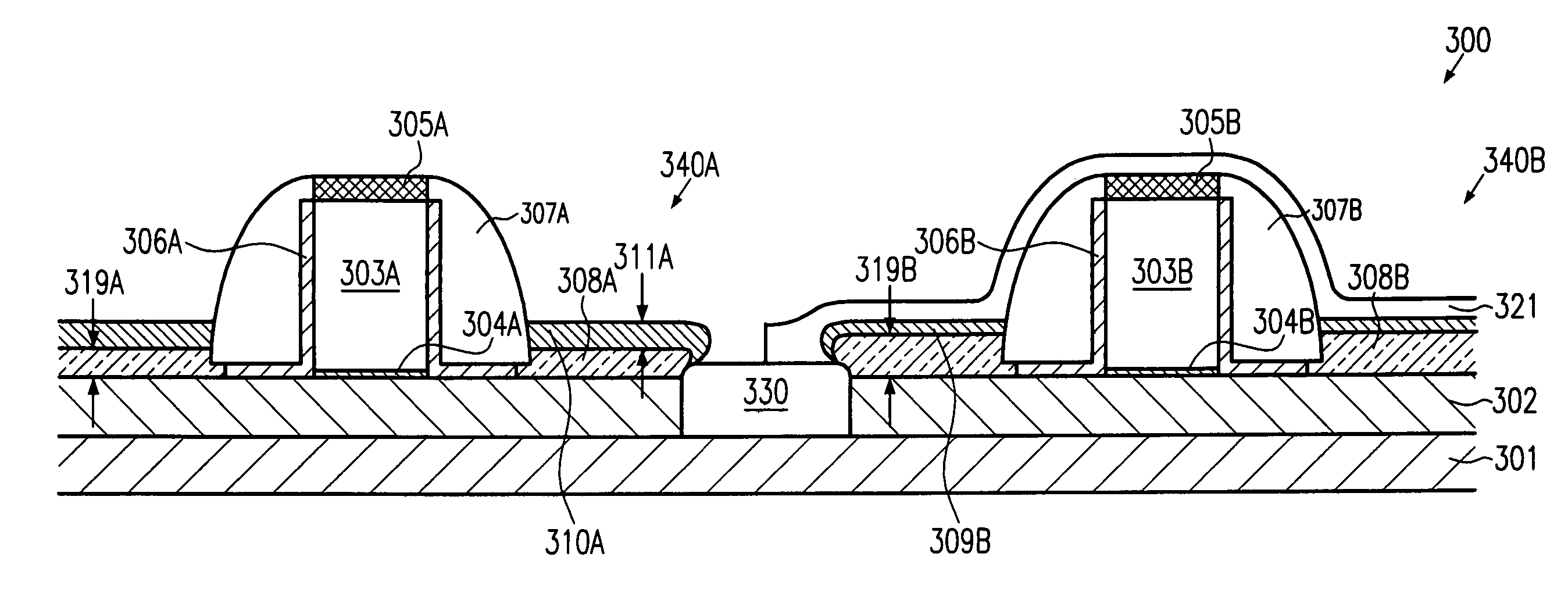 Technique for forming transistors having raised drain and source regions with different heights