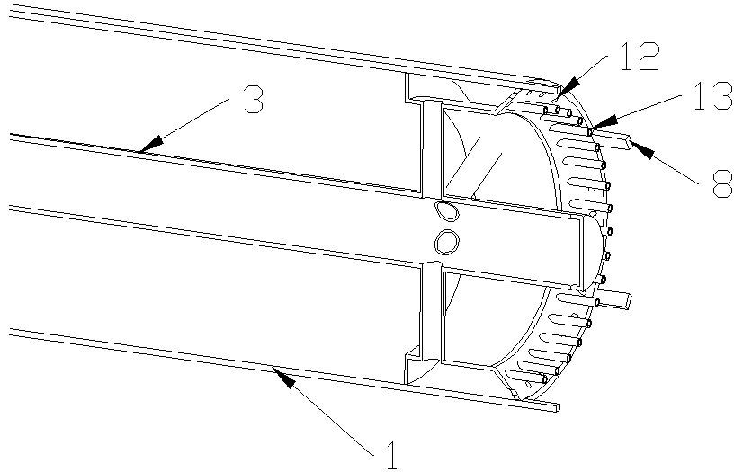 Low-nitrogen combustor with rotational flow flame stabilizing and radial injection function