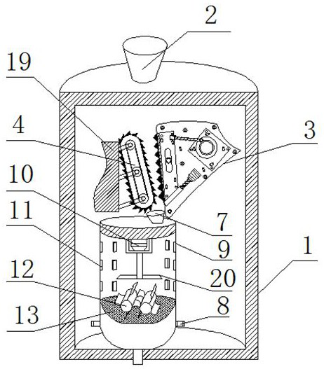 A kind of food granulation device with multi-stage crushing inner cavity structure