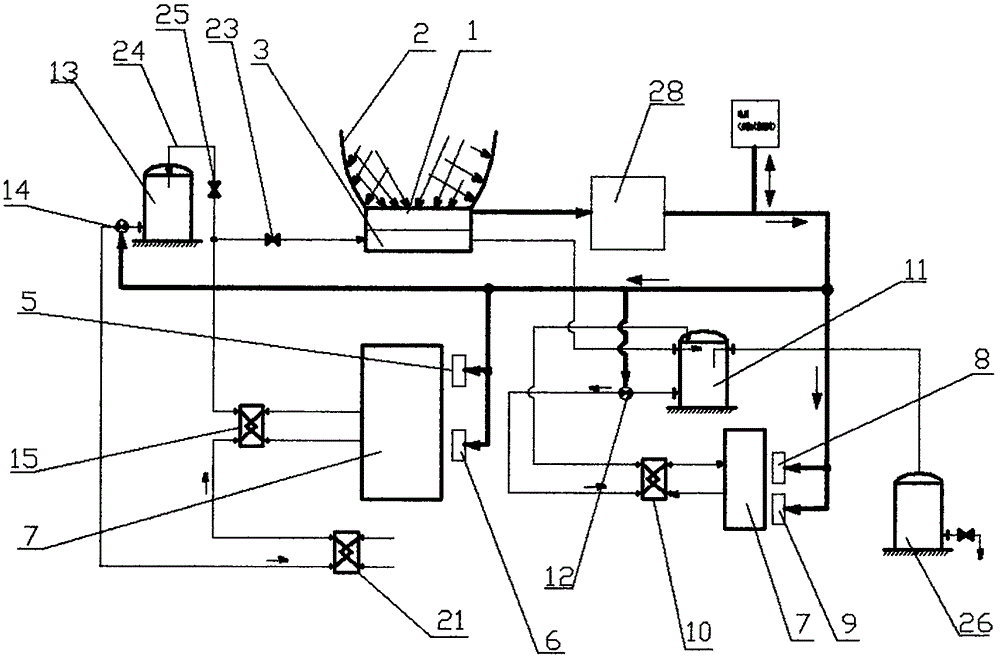 Solar photovoltaic panel and solution type air conditioner energy storage co-generation system and implementation method