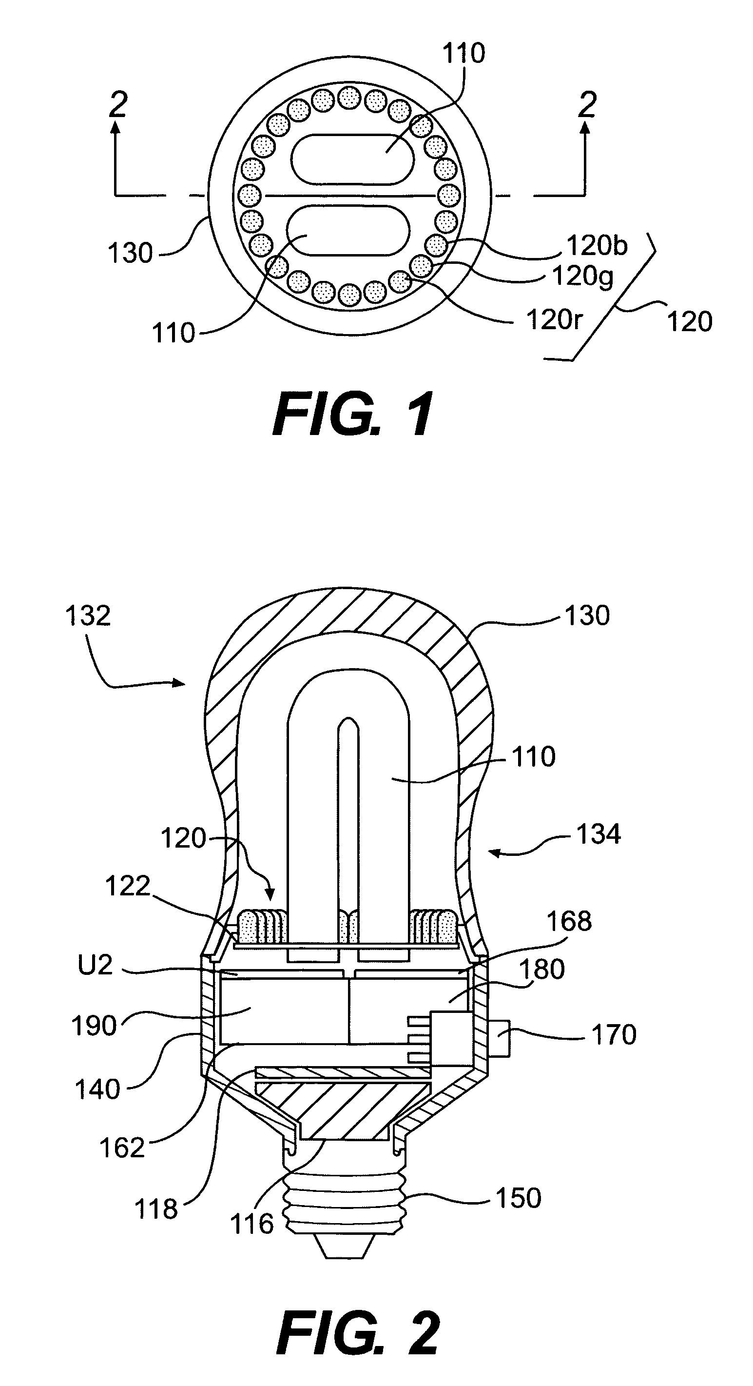 Lighting device having a circuit including a plurality of light emitting diodes, and methods of controlling and calibrating lighting devices