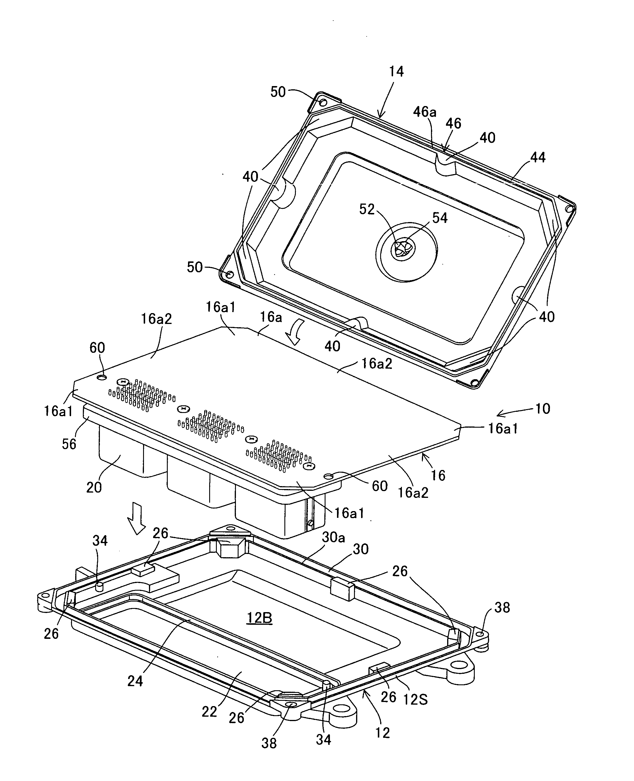 Housing case for electronic circuit board