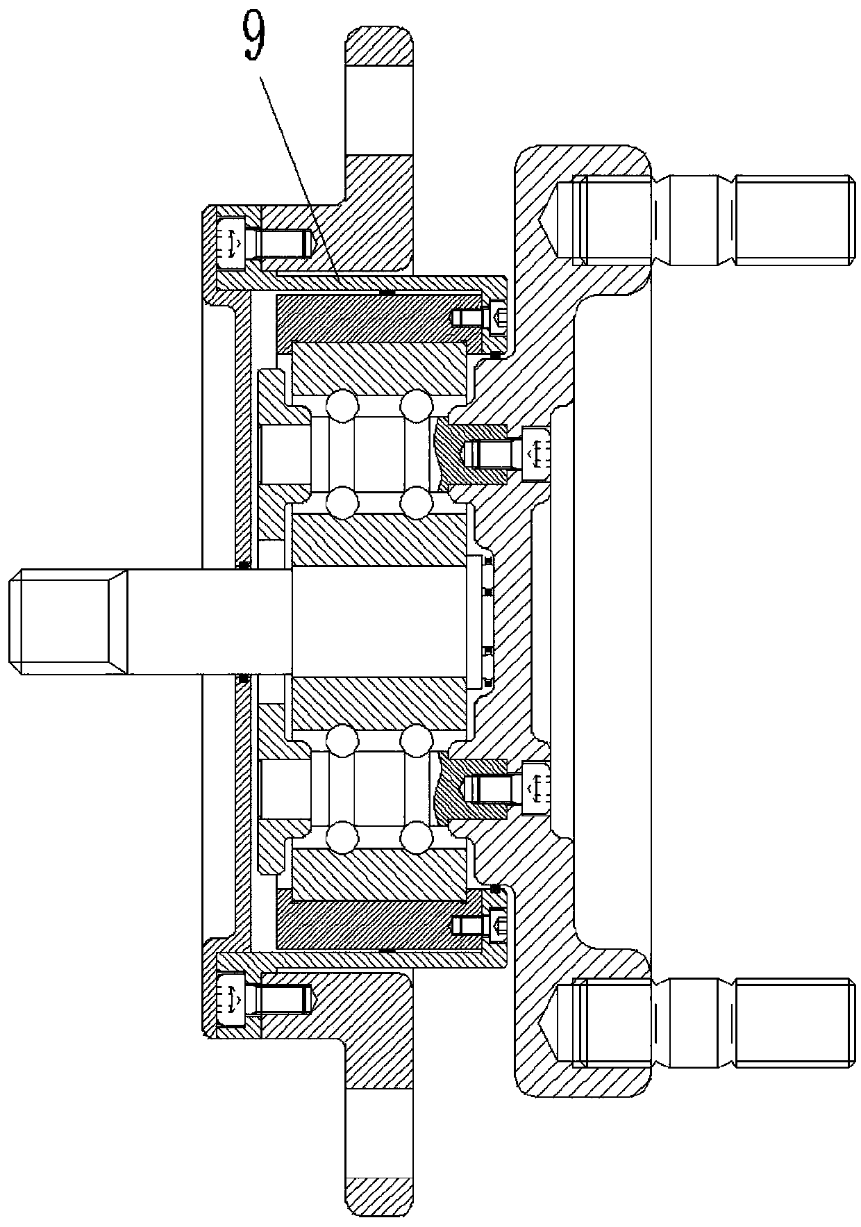 Planetary traction drive bearing type integral reduction hub