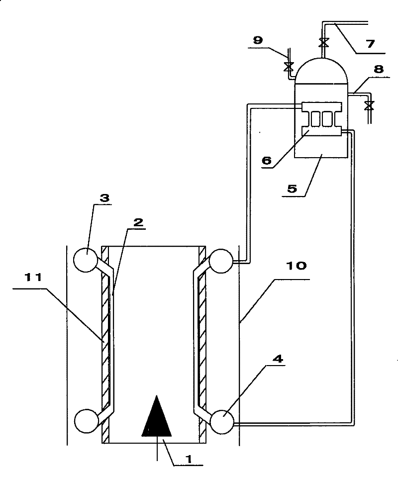 Coke oven raw gas rising pipe waste heat recovery device