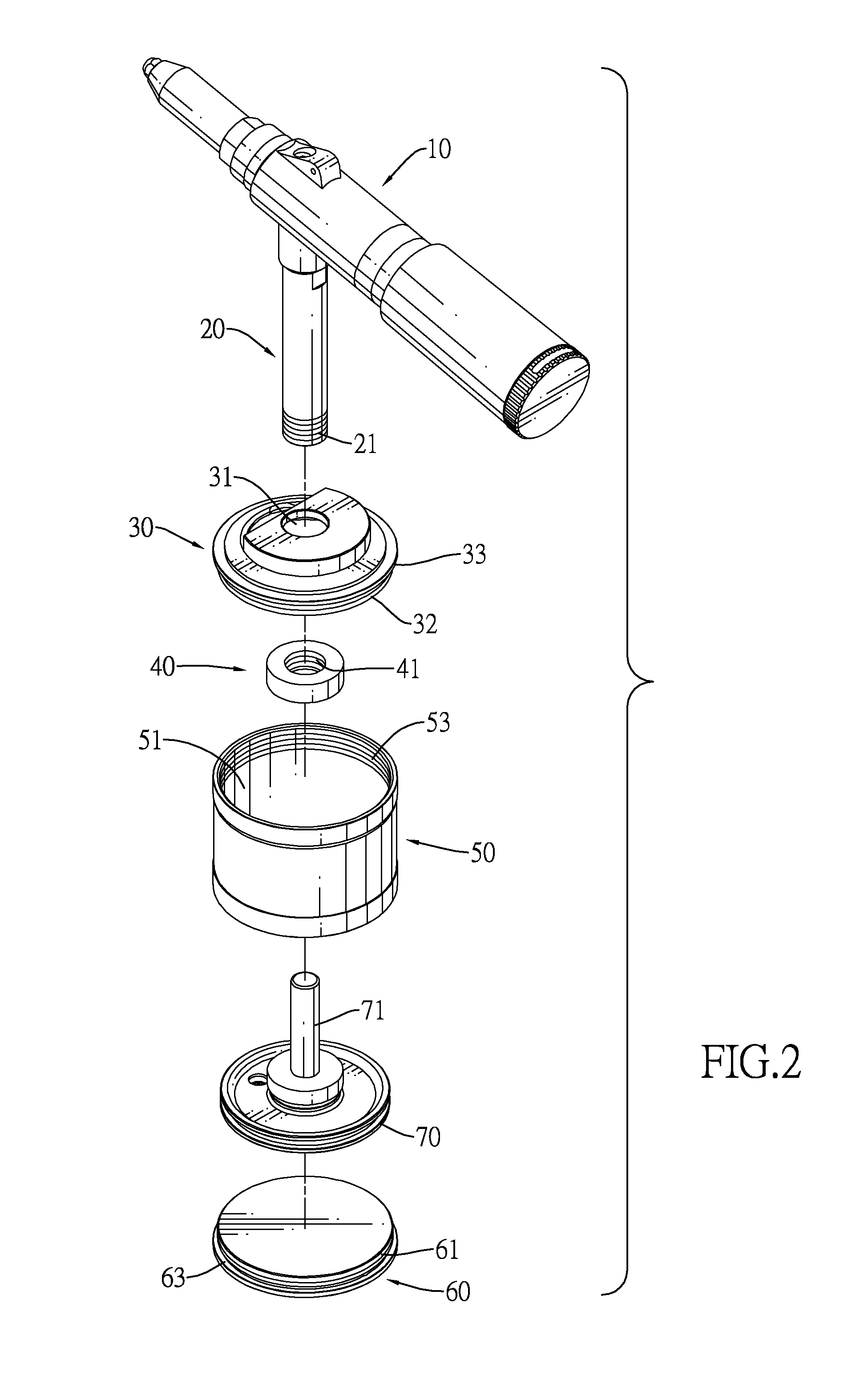 Rivet gun with detachable pneumatic cylinder assembly