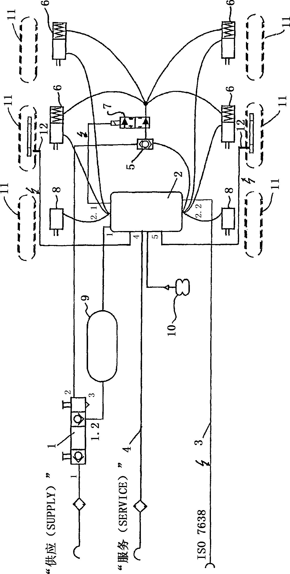 Pneumatic brake system for a trailer, and brake control modulator