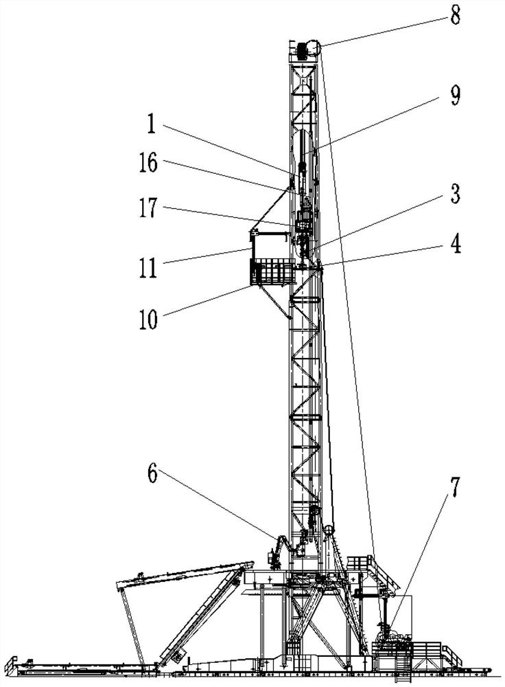 Drill string arranging method for push-supporting-type pipe string treatment equipment under top-drive-free working condition