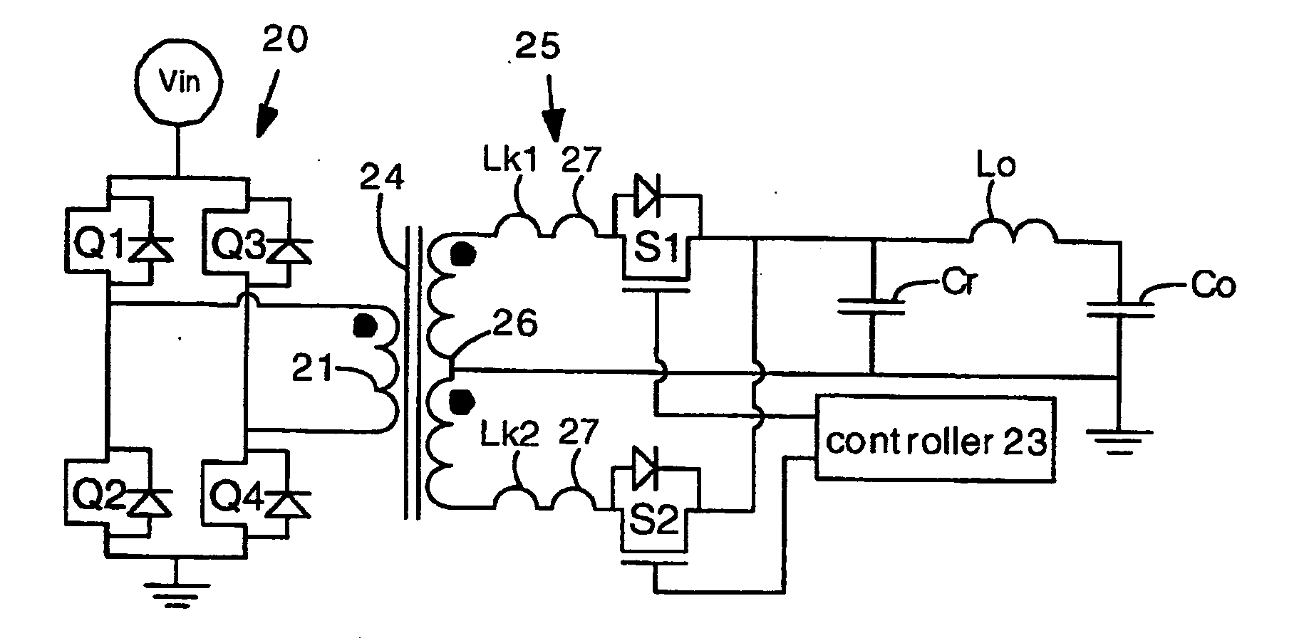 Power converters having capacitor resonant with transformer leakage inductance