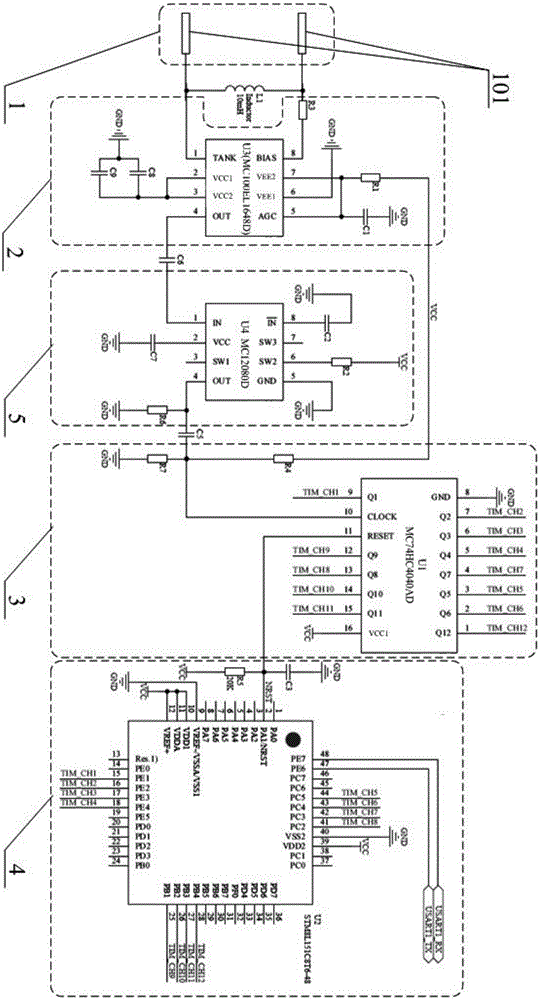 Soil humidity sensor based on oscillation circuit and working method of soil humidity sensor