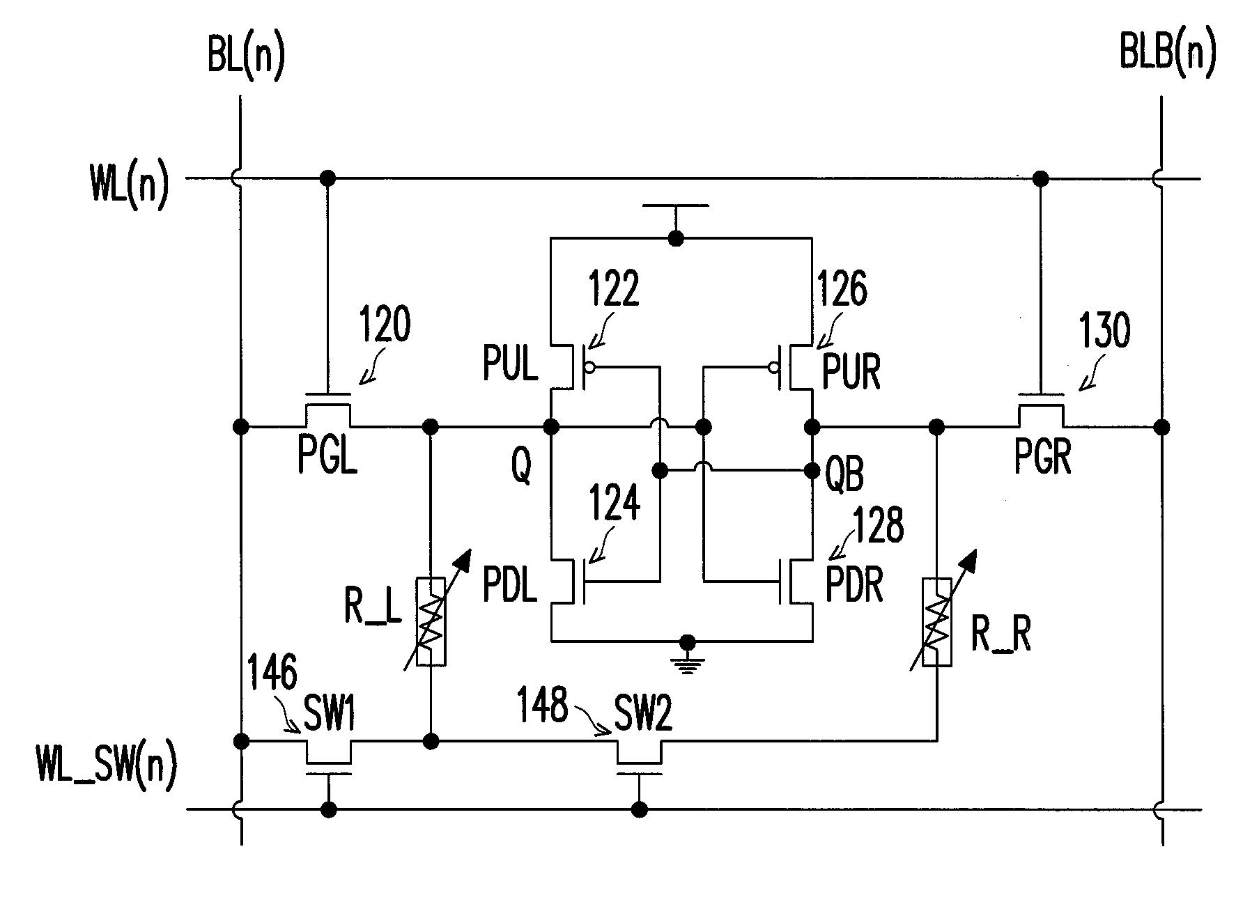 Nonvolatile static random access memory cell and memory circuit