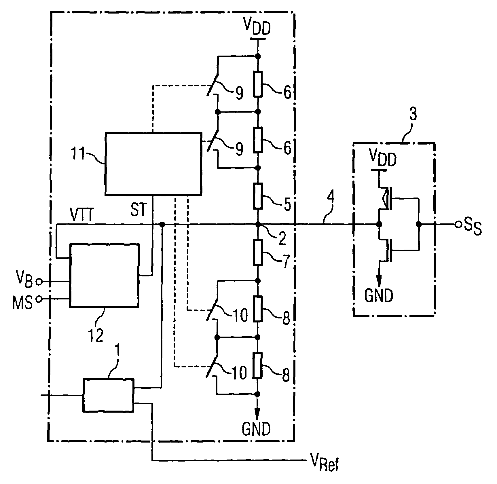 Method for setting a termination voltage and an input circuit