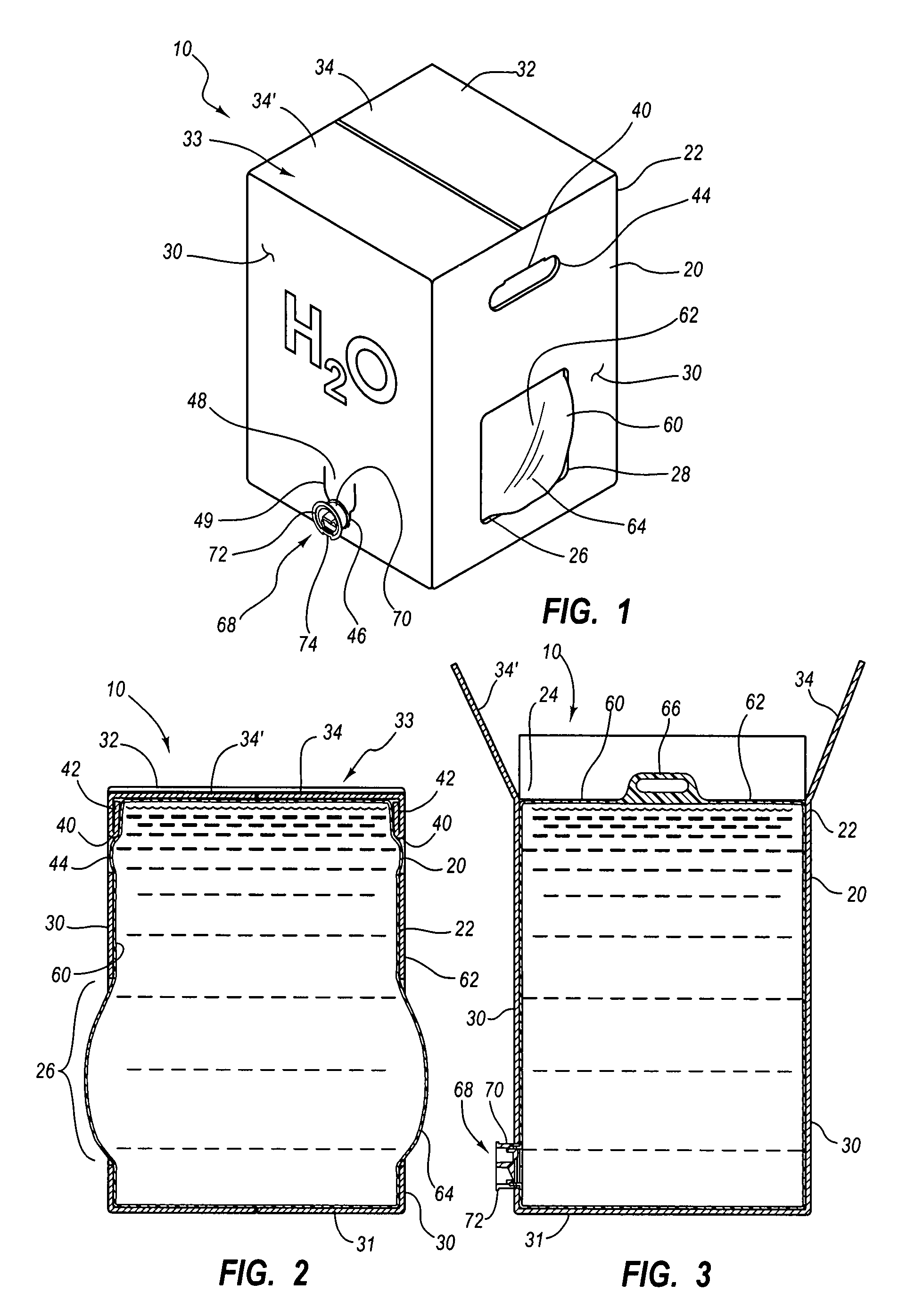 Temperature controlled liquid dispenser, containers therefore, and bag-in-box container construction