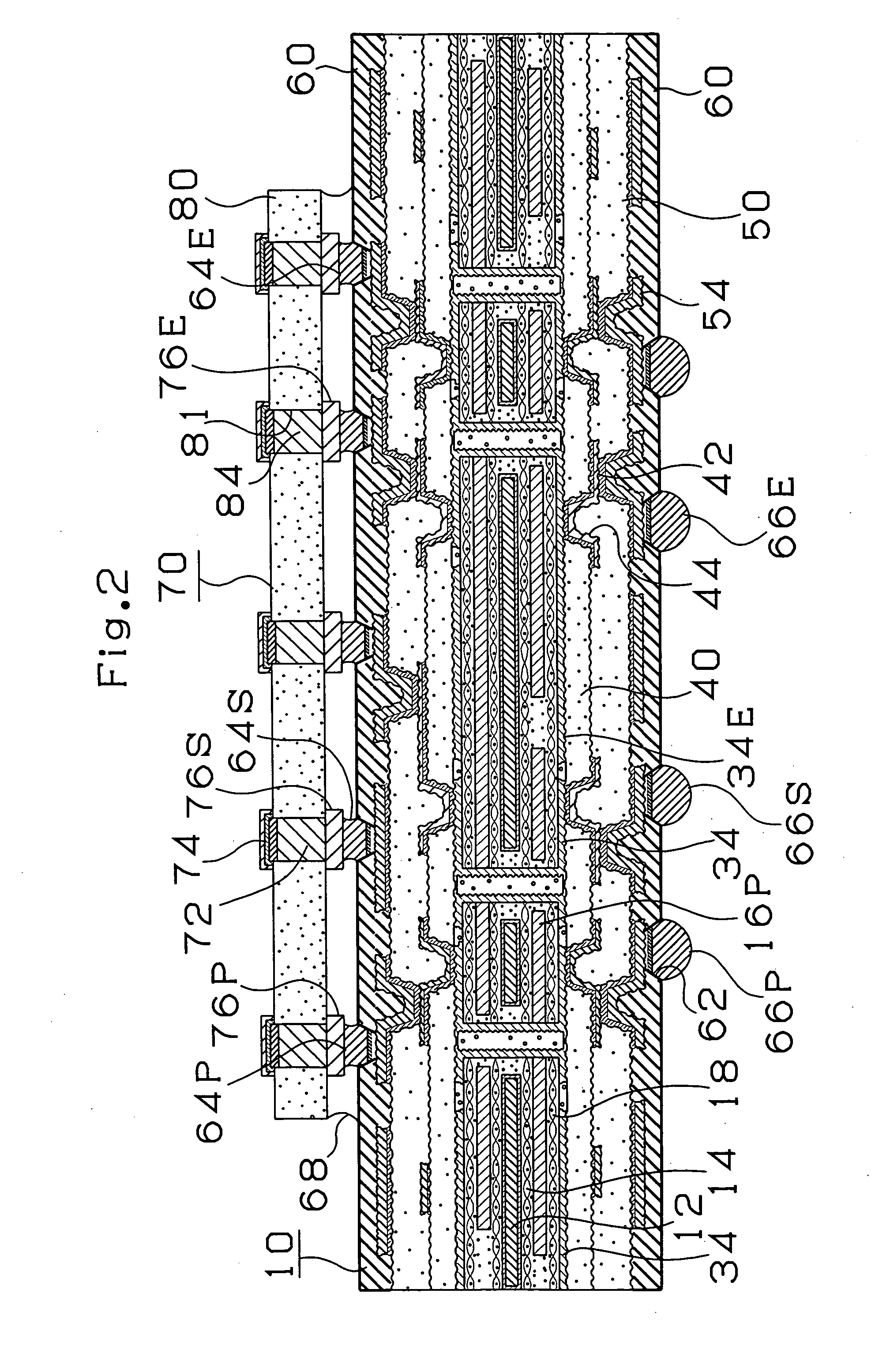 Interposer, and multilayer printed wiring board