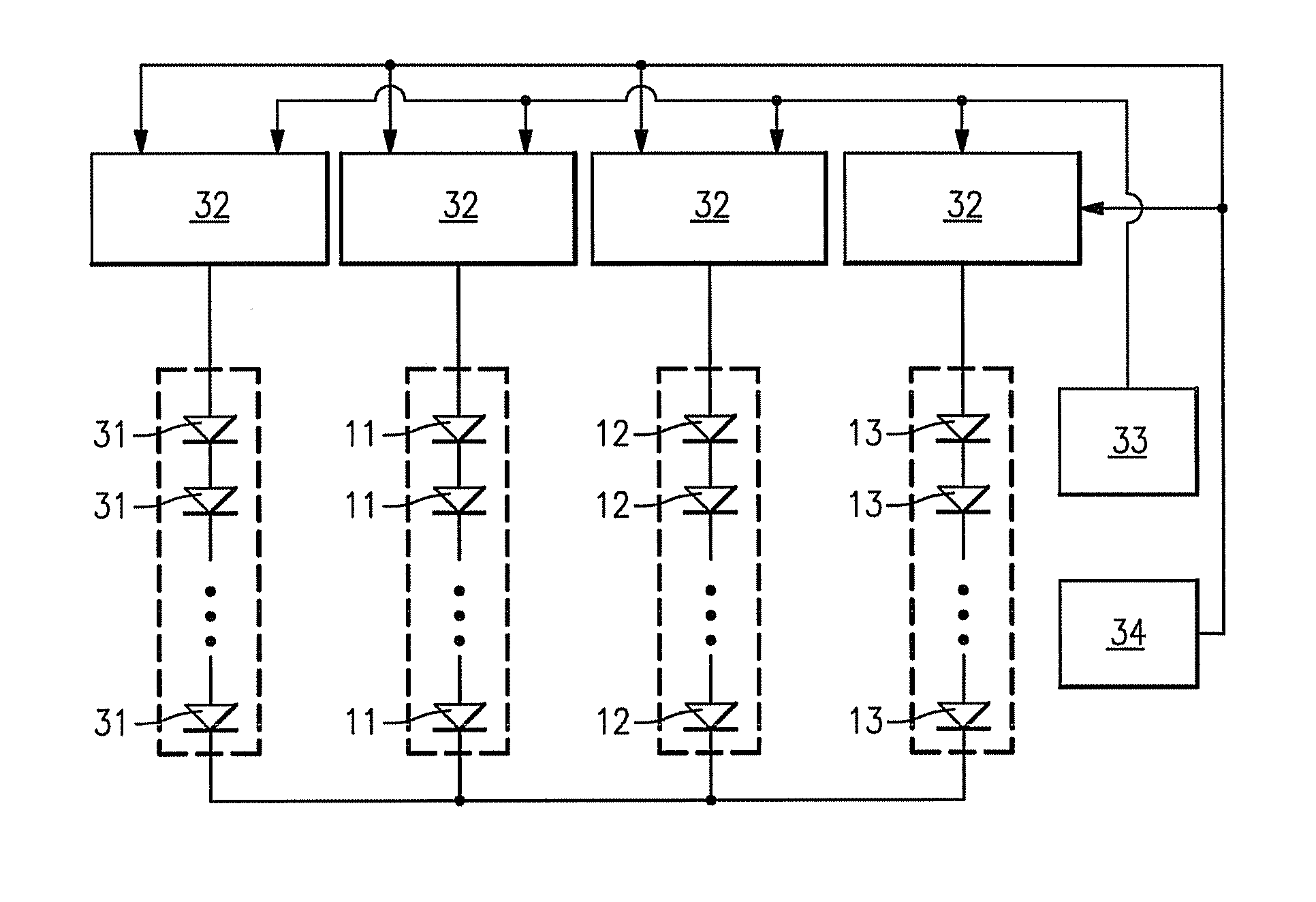 Lighting device having first, second and third groups of solid state light emitters, and lighting arrangement